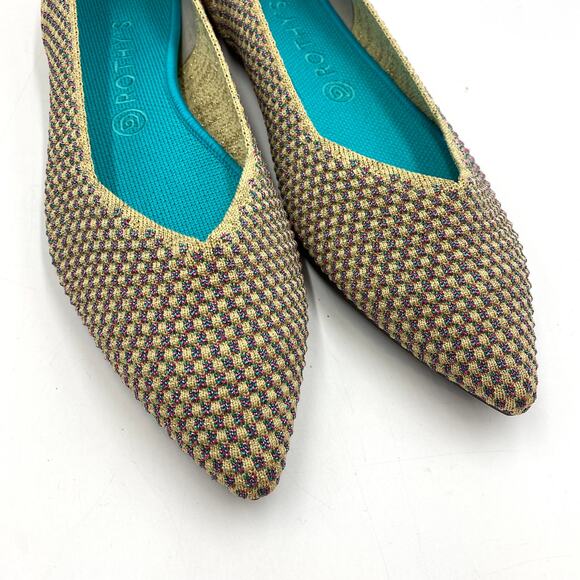 Rothy's The Point Multi Metallic Flat 11 New Gold Eco Friendly Retired - Picture 2 of 12